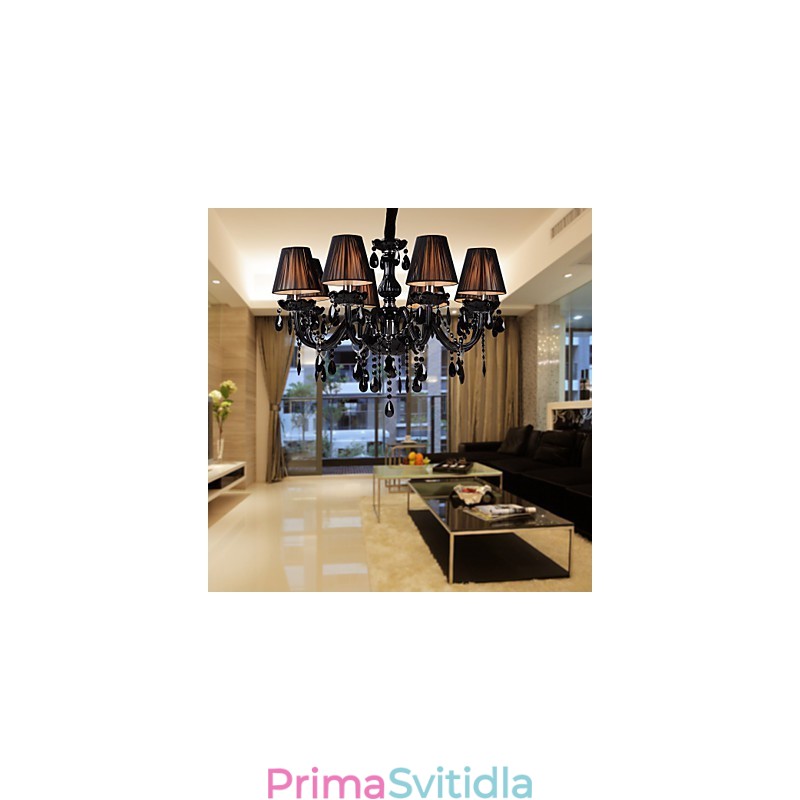 Lustr Luxury Modern Black Crystal Living 8 Lights