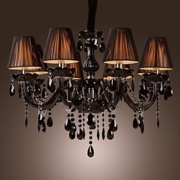 Lustr Luxury Modern Black Crystal Living 8 Lights