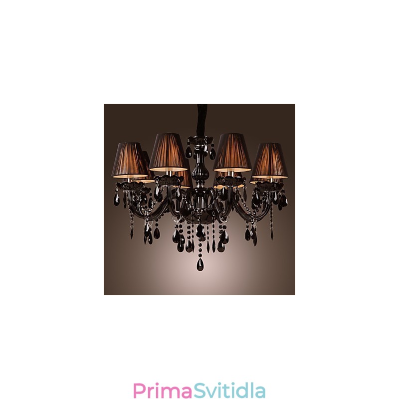 Lustr Luxury Modern Black Crystal Living 8 Lights