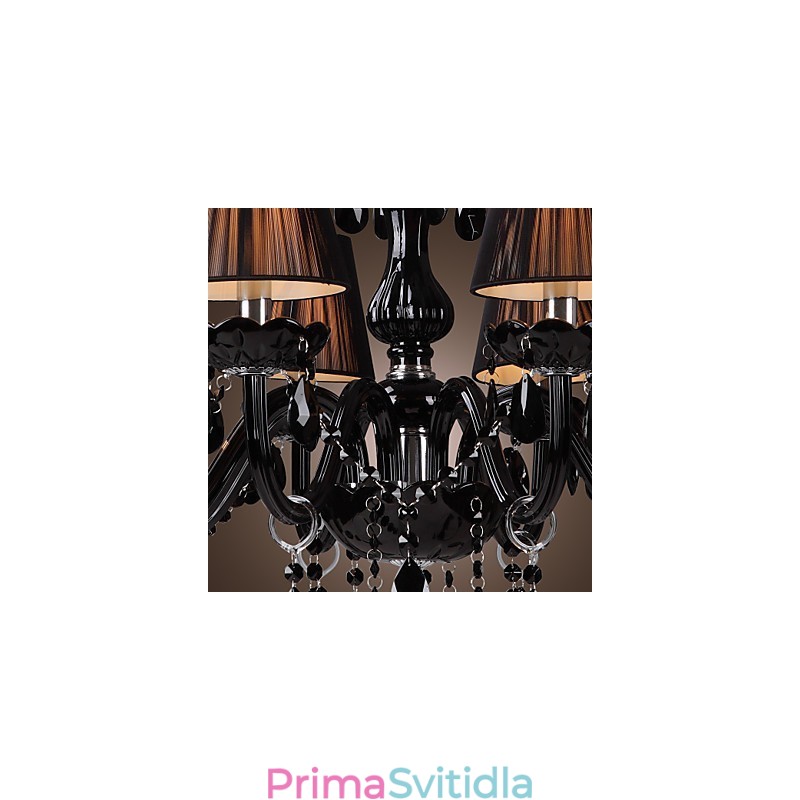 Lustr Luxury Modern Black Crystal Living 8 Lights