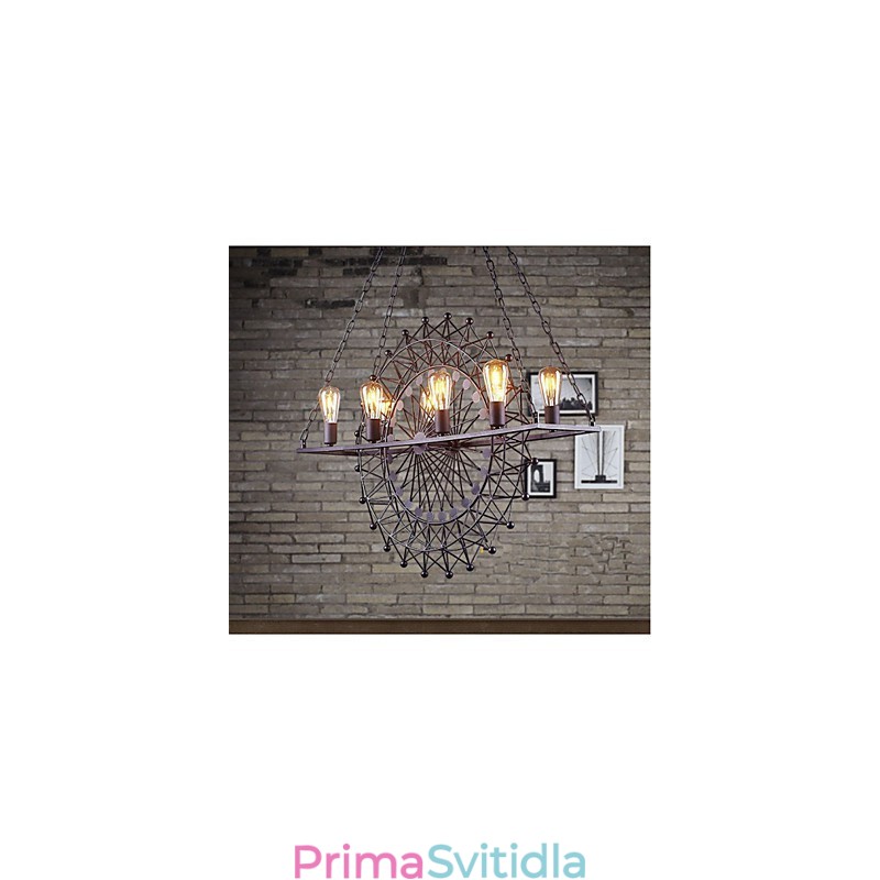 Závěsná lampa na kolo mrakodrapu v průmyslovém stylu