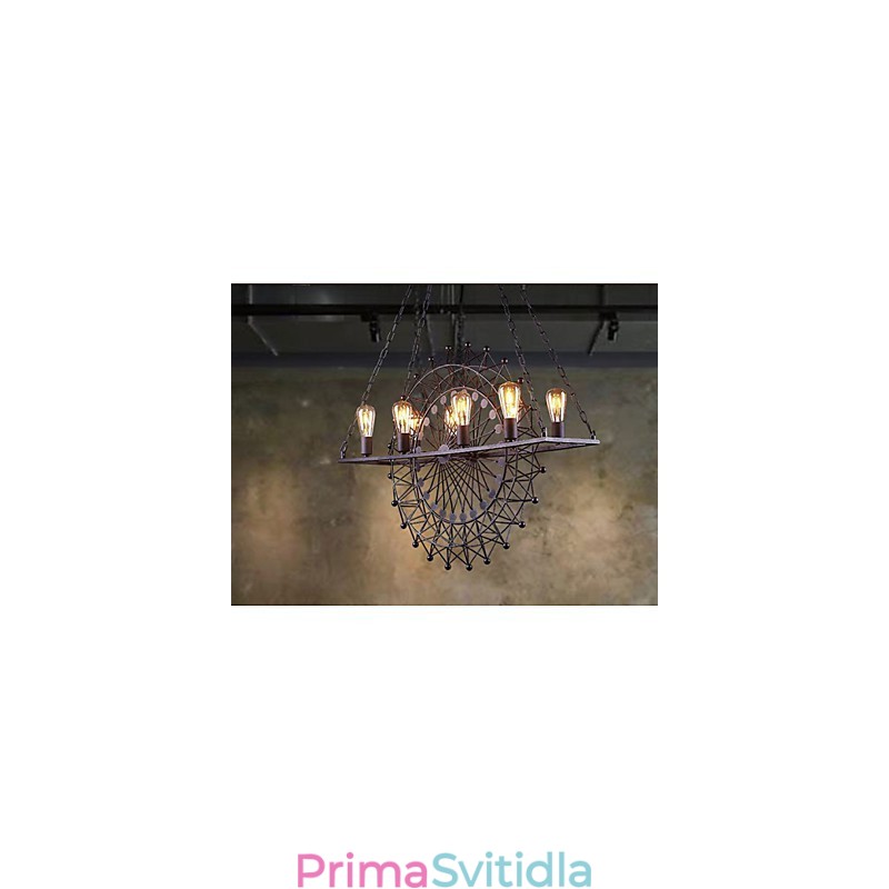 Závěsná lampa na kolo mrakodrapu v průmyslovém stylu