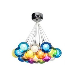 Moderní závěsné svítidlo z barevného skla Bubble Globe s 19 světly