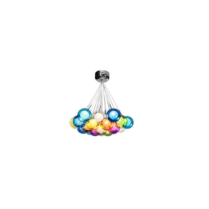 Moderní závěsné svítidlo z barevného skla Bubble Globe s 19 světly