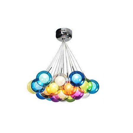 Moderní závěsné svítidlo z barevného skla Bubble Globe s 19 světly Moderní závěsné svítidlo z barevného skla Bubble Globe s 19 světly