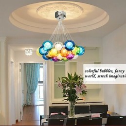 Moderní závěsné svítidlo z barevného skla Bubble Globe s 19 světly