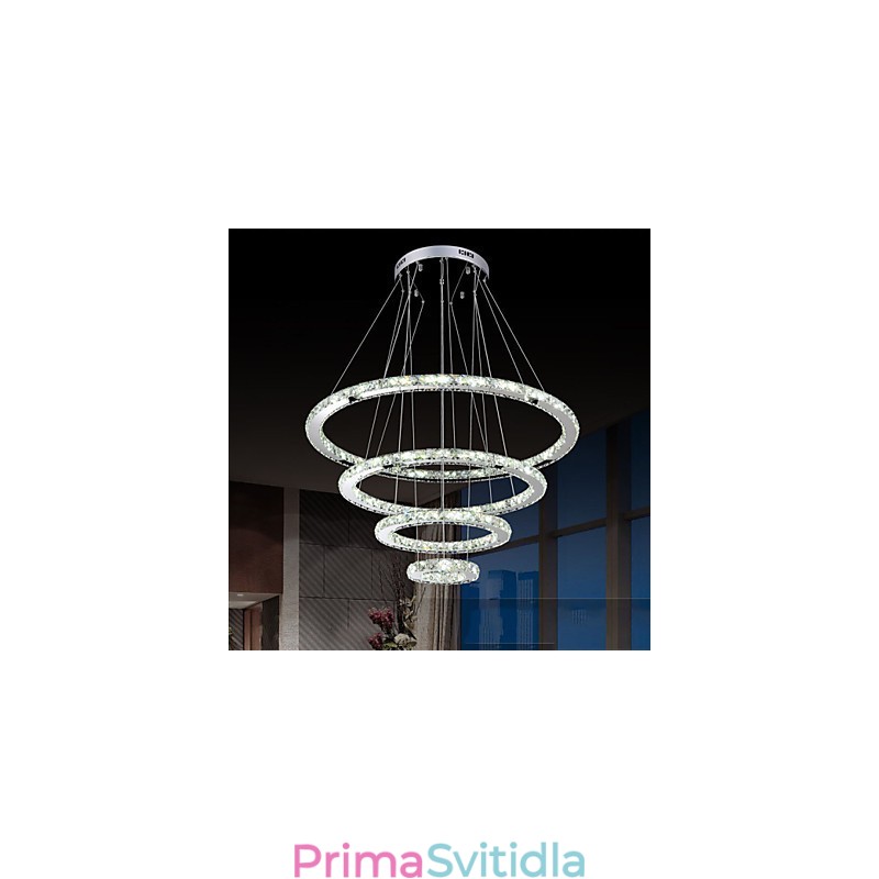 Moderní závěsné svítidlo čiré křišťálové stropní lustrové svítidlo s D100CM+D80CM+D60CM+D40CM