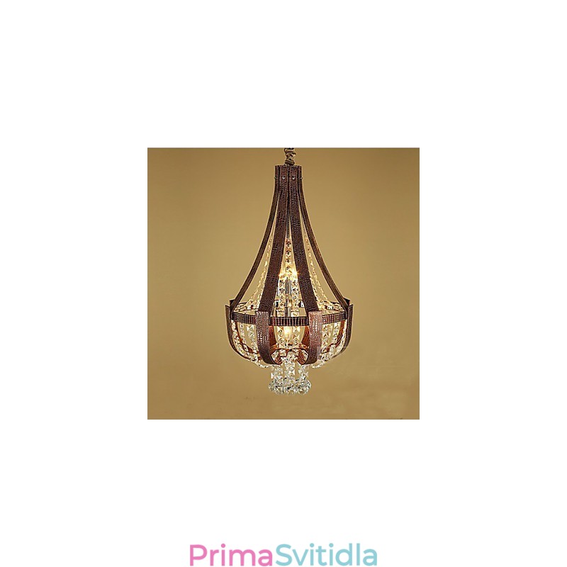 Post moderní luxusní kožený křišťálový kreativní lustr Lron