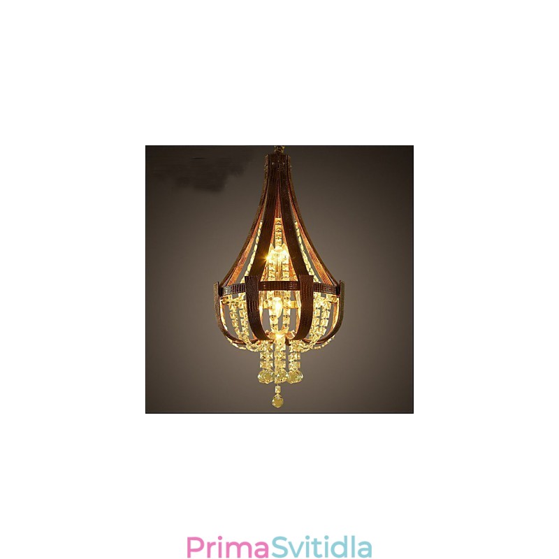 Post moderní luxusní kožený křišťálový kreativní lustr Lron