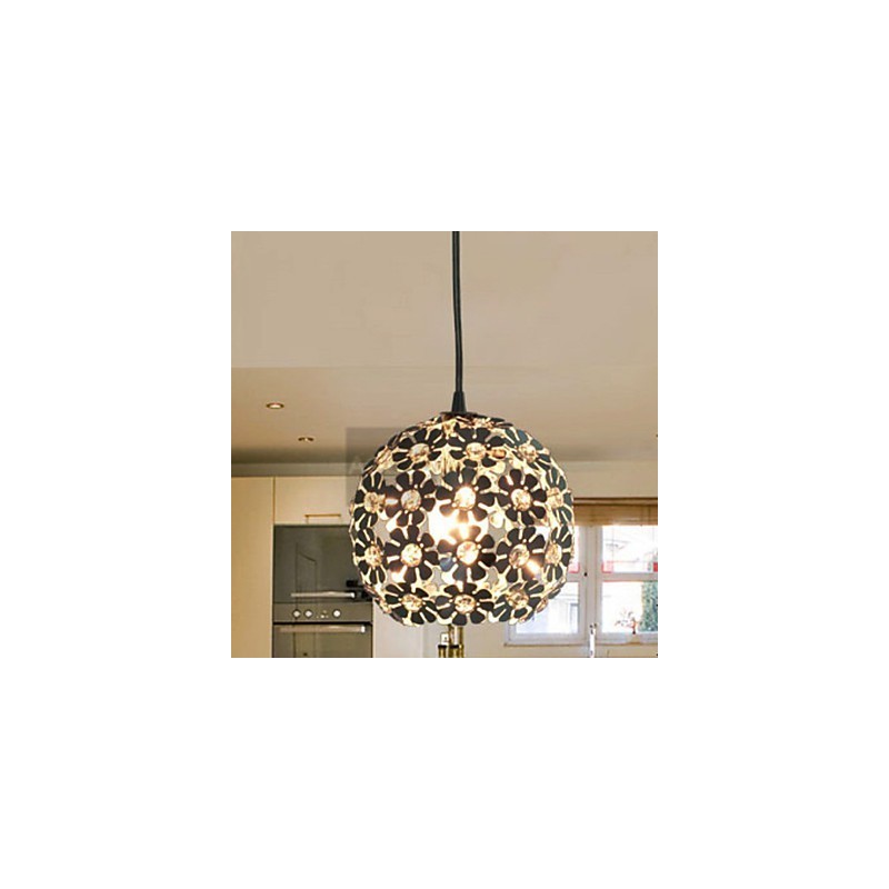 Moderní galvanicky pokovené závěsné svítidlo v mini stylu Globe Crystal