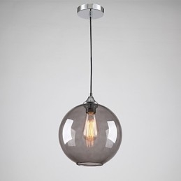 Moderní skleněné závěsné svítidlo v kulatém kouřově šedém bublinkovém designu