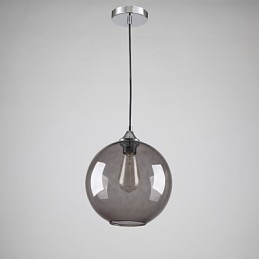 Moderní skleněné závěsné svítidlo v kulatém kouřově šedém bublinkovém designu