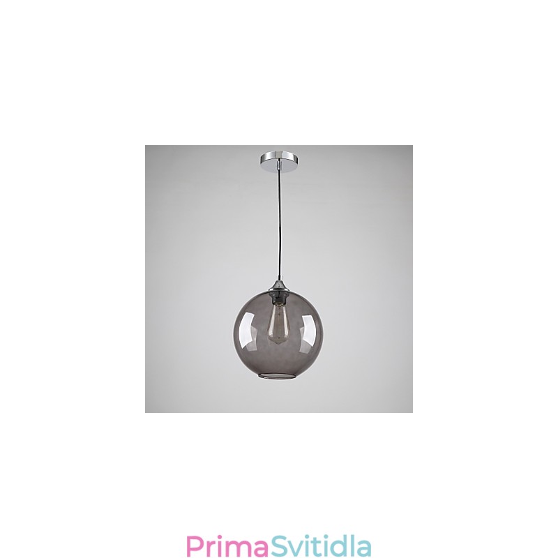 Moderní skleněné závěsné svítidlo v kulatém kouřově šedém bublinkovém designu