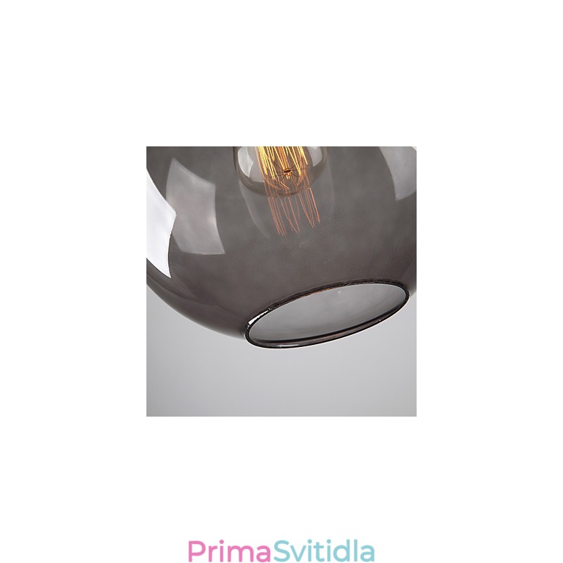 Moderní skleněné závěsné svítidlo v kulatém kouřově šedém bublinkovém designu