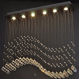 Závěsné svítidlo 6 světel Moderní stříbrná stropní svítidla Canpoy Transparent Crystal Waves