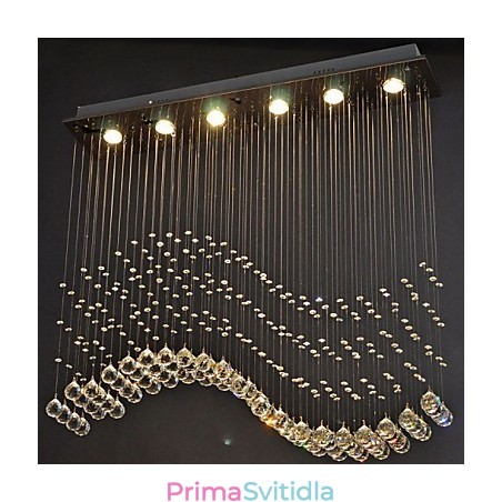 Závěsné svítidlo 6 světel Moderní stříbrná stropní svítidla Canpoy Transparent Crystal Waves Závěsné svítidlo 6 světel Moderní stříbrná stropní svítidla Canpoy Transparent Crystal Waves
