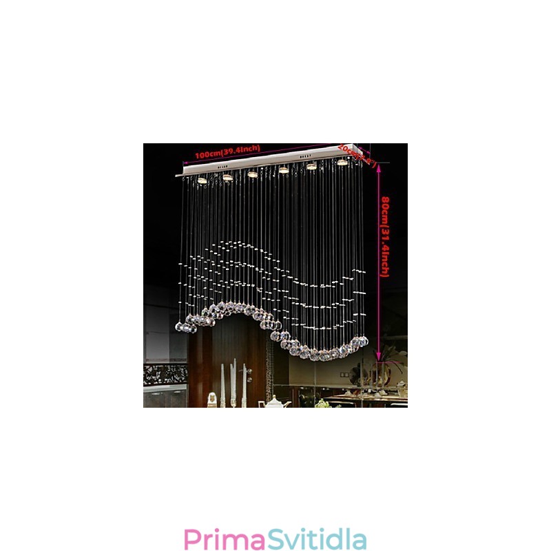 Závěsné svítidlo 6 světel Moderní stříbrná stropní svítidla Canpoy Transparent Crystal Waves