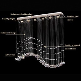 Závěsné svítidlo 6 světel Moderní stříbrná stropní svítidla Canpoy Transparent Crystal Waves