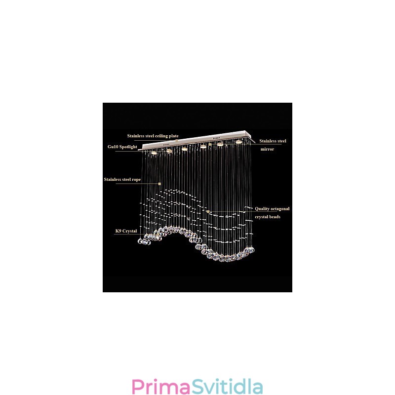 Závěsné svítidlo 6 světel Moderní stříbrná stropní svítidla Canpoy Transparent Crystal Waves