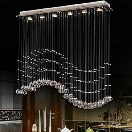 Závěsné svítidlo 6 světel Moderní stříbrná stropní svítidla Canpoy Transparent Crystal Waves