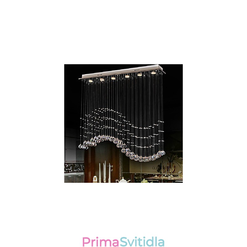 Závěsné svítidlo 6 světel Moderní stříbrná stropní svítidla Canpoy Transparent Crystal Waves