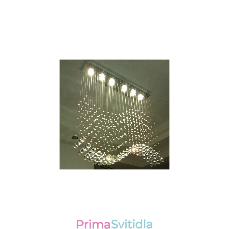 Závěsné svítidlo 6 světel Moderní stříbrná stropní svítidla Canpoy Transparent Crystal Waves