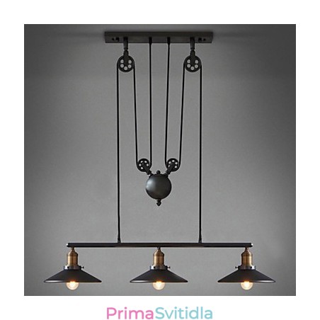 Závěsná světla Vintage 3 světla Žárovky ST64 Včetně systému nahoru a dolů Závěsná světla Vintage 3 světla Žárovky ST64 Včetně systému nahoru a dolů