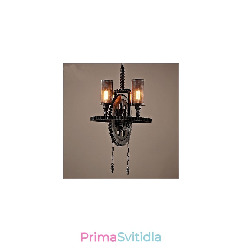 Industriální větrná kavárna Personalizovaný přívěsek Studio Gear Double Head
