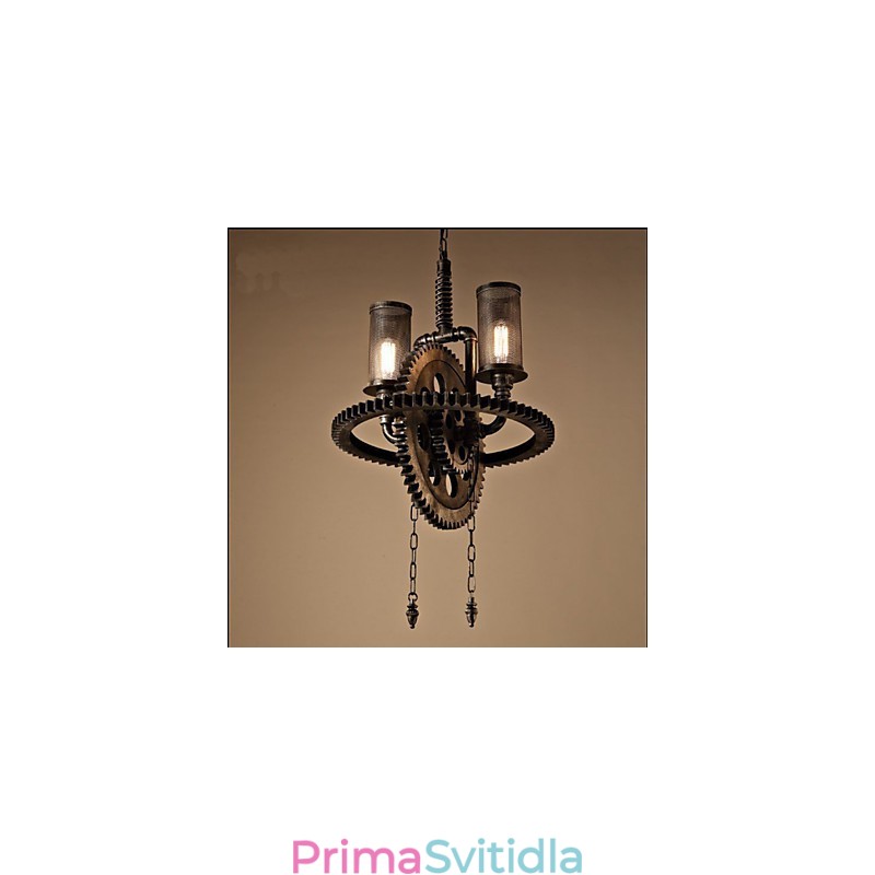 Industriální větrná kavárna Personalizovaný přívěsek Studio Gear Double Head