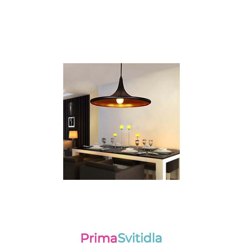 Moderní hliníkové závěsné světlo s černým stínidlem