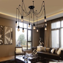 Lustr Vintage Design Žárovky zahrnuty Living 10 světel Závěsné světlo