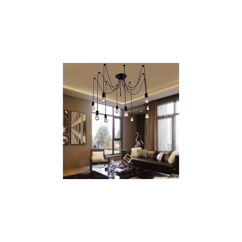 Lustr Vintage Design Žárovky zahrnuty Living 10 světel Závěsné světlo