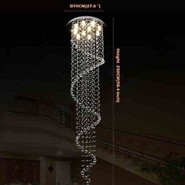 Moderní křišťálové závěsné světlo svítidla svítidla s jednou spirálou D70CM H250CM