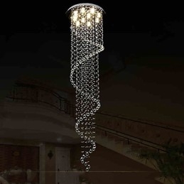 Moderní křišťálové závěsné světlo svítidla svítidla s jednou spirálou D70CM H250CM
