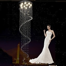 Moderní křišťálové závěsné světlo svítidla svítidla s jednou spirálou D70CM H250CM