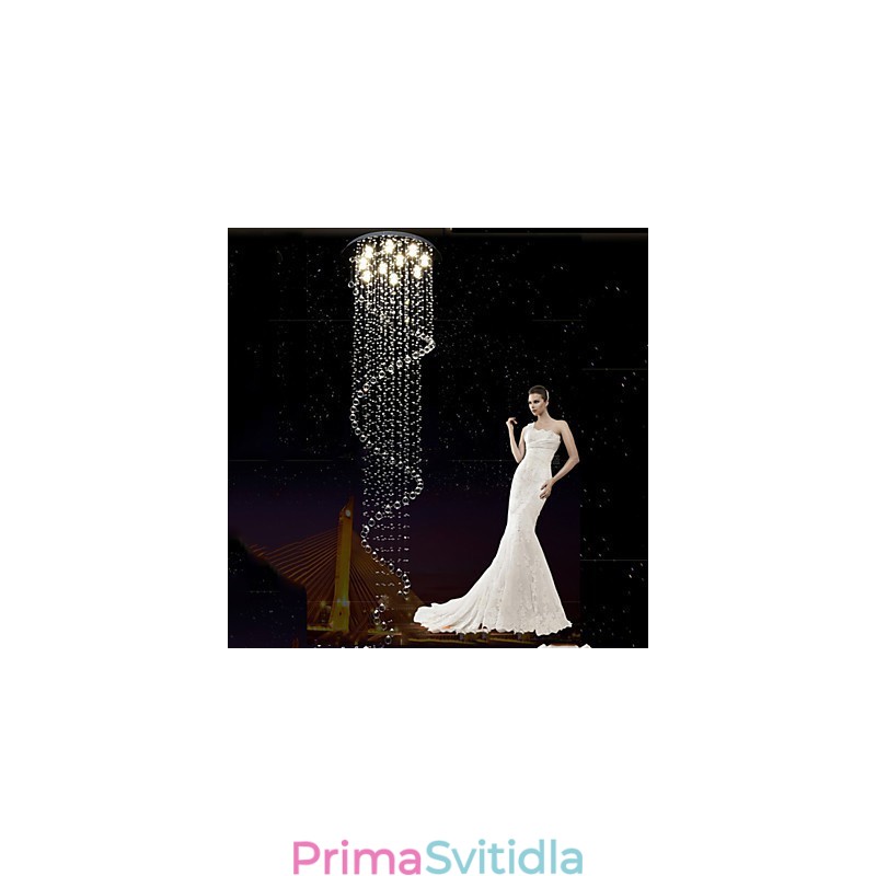 Moderní křišťálové závěsné světlo svítidla svítidla s jednou spirálou D70CM H250CM