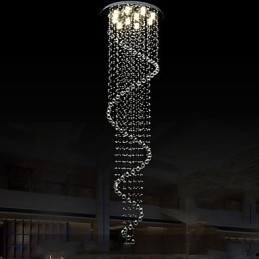 Moderní křišťálové závěsné světlo svítidla svítidla s jednou spirálou D70CM H250CM