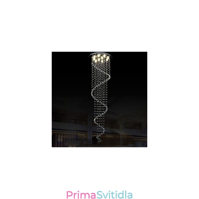 Moderní křišťálové závěsné světlo svítidla svítidla s jednou spirálou D70CM H250CM