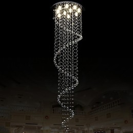 Moderní křišťálové závěsné světlo svítidla svítidla s jednou spirálou D70CM H250CM
