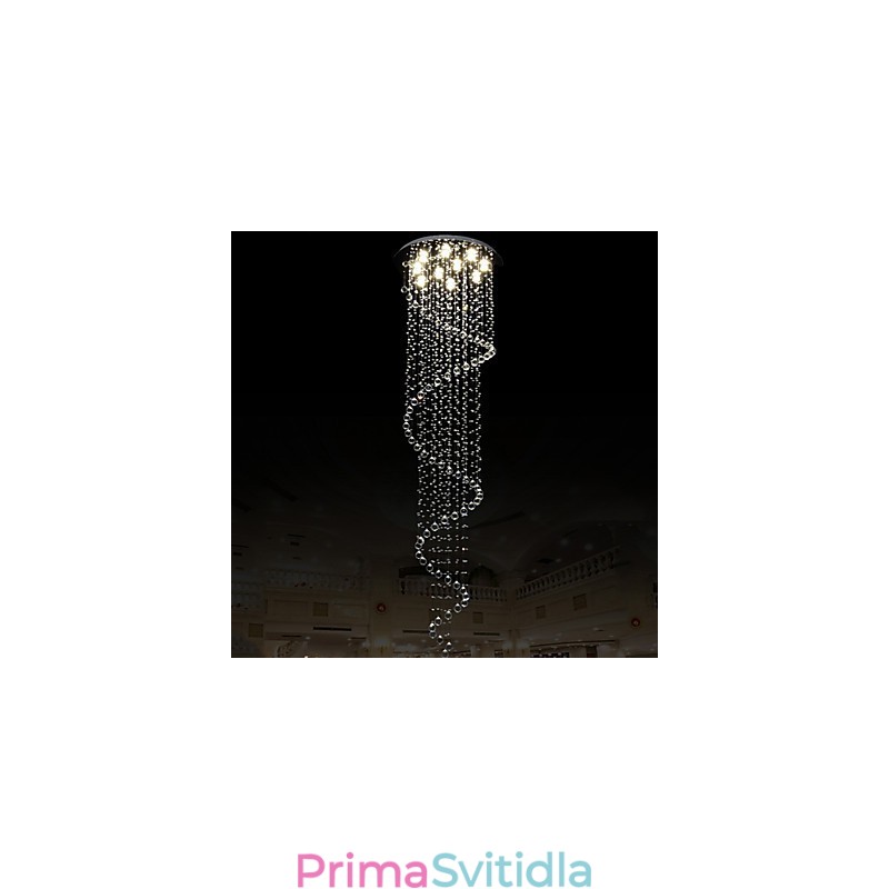 Moderní křišťálové závěsné světlo svítidla svítidla s jednou spirálou D70CM H250CM