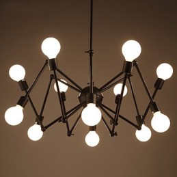American Loft Black Lights Železný Spider Lustr s 12 hlavami