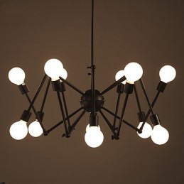 American Loft Black Lights Železný Spider Lustr s 12 hlavami
