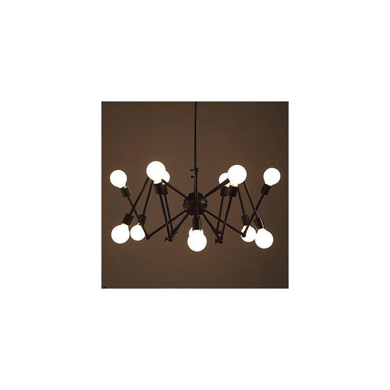 American Loft Black Lights Železný Spider Lustr s 12 hlavami