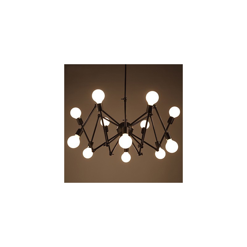 American Loft Black Lights Železný Spider Lustr s 12 hlavami