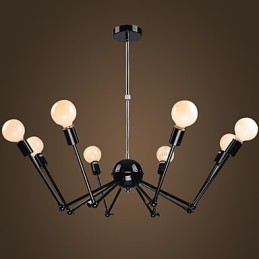 American Loft Black Lights Železný Spider Lustr s 12 hlavami
