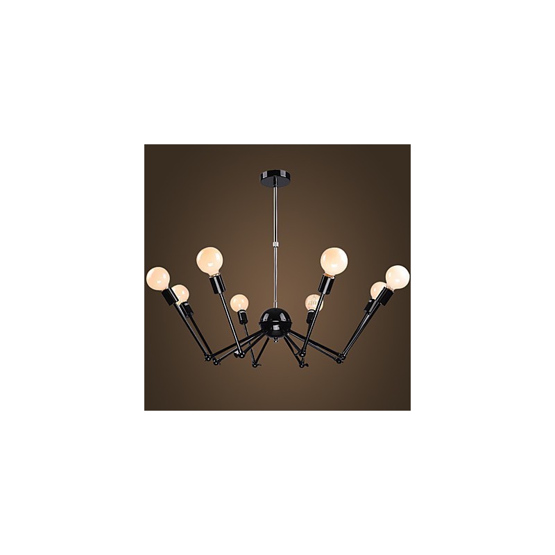 American Loft Black Lights Železný Spider Lustr s 12 hlavami