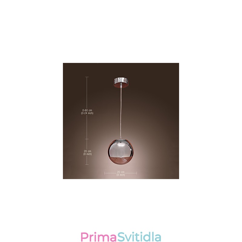 Moderní moderní závěsné svítidlo v mini stylu Globe z chromového kovu