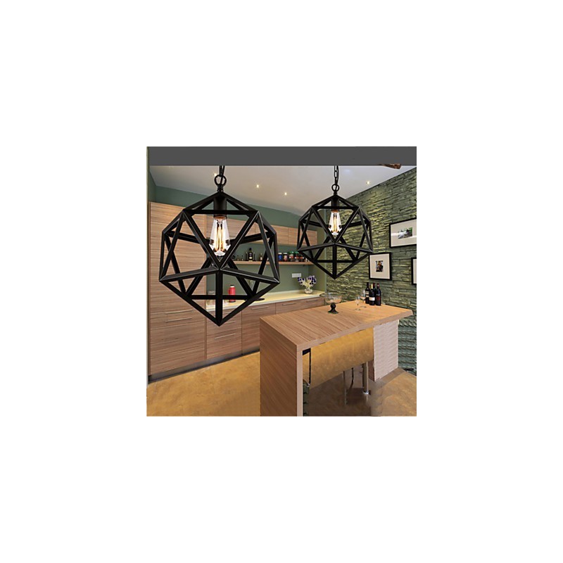 Retro průmyslová lampa kapkové svítidlo šestistěn umělecká originalita kované železné závěsné světlo