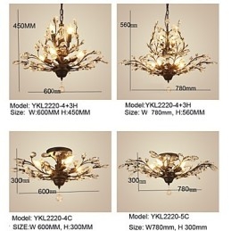 Vintage křišťálový zapuštěný držák 7Lights s černým nebo zlatým lakem