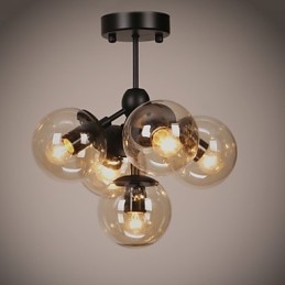 Lustr 5 světel Skleněná koulová světla Retro Venkovní garáž Kov